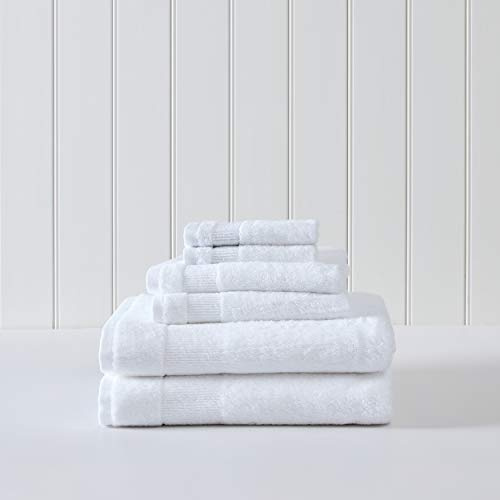 Tommy Bahama Island Retreat Collection | 6-teiliges Handtuch-Set – Dekorative Luxus-Badezimmerwäsche in Hotel- und Spa-Qualität, saugfähig und farbbeständig, 6-teilig, weiß