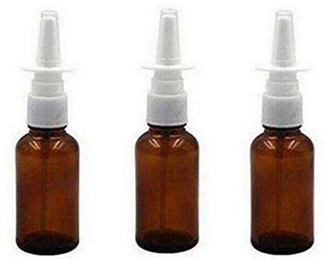 VASANA Lot de 3 flacons vaporisateurs nasaux rechargeables en verre ambré de 30 ml pour maquillage et parfum pour liquide salin et argent colloïdal