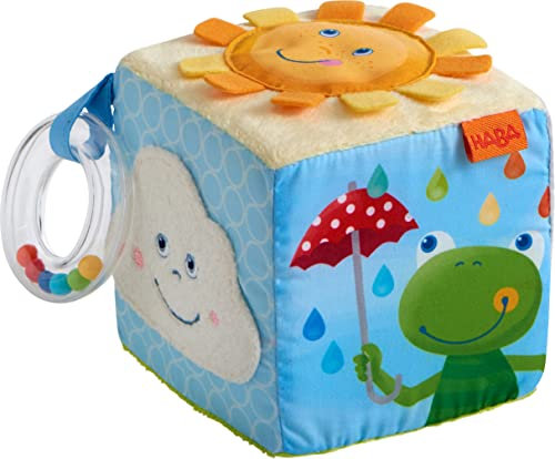 HABA 306030 - Spielwürfel Regenbogenwelt, Multifunktionsspielzeug ab 6 Monaten, Bunt