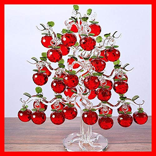 Schöne Glaskristall Äpfel Baum mit 36 ​​Stück Äpfel Fengshui Handwerk Chirstmas Baum Hängende Verzierung Hauswarming Geschenke-Rouge_12 Hangs 40mm Apple.