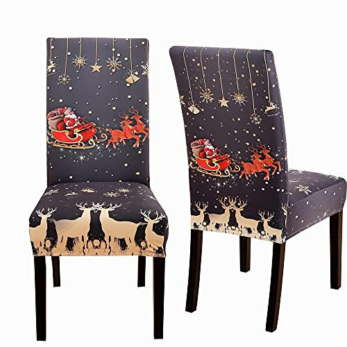 ZZDXL Stuhlhussen 6Er Set Weihnachten Stuhlhussen Schwingstuhl Stuhlbezug Stretch Esszimmerstühle Hussen Abnehmbarer Moderne Beschützer Schutzhülle für Bankett Hotel