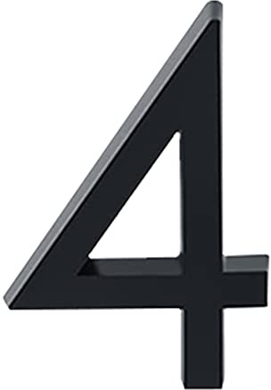 Zayookey 6cm Numero di Casa Moderna Numero Civico di Cassetta Postale di Autoadesivo Porta Numeri Nero Opaco 3D Address House Numbers (Door Number 4)