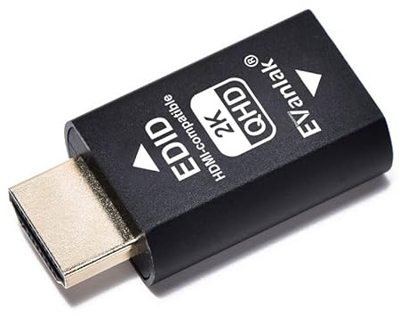 EVanlak Hdmi Edid Emulator Passthrough 3rd Generrtion Premium Aluminum Eliminated Emulator Adapter Work with Mac Thunderbolt to HDMI Switches/Extender/AV Receiver/Video Splitters 2K 2560x1440 60hz@60H