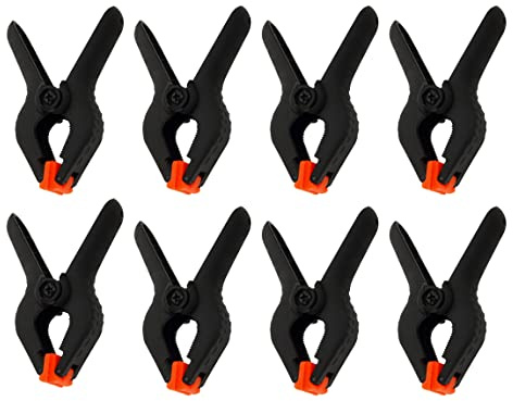 Set Federklemme Federzwinge Spannklemme Klemmzwinge hohe Spannkraft, Leimzwinge bewegliche Backen, Greenscreen Muslin Hintergrund Fotostudio Holzbearbeitung Bastelarbeit (schwarz - 8 Stk 11x8cm)