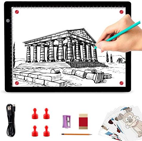 Elice A4 Ultra-Thin Portable Led Light Box, Led Light Pad with 4 Magnets, Light Copy Board Tracing Pad for Diamond Painting Drawing Sketching Animation by USB Powered