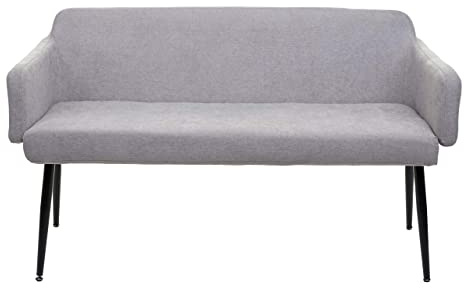Mendler Sitzbank HWC-L13 133cm Stoff/Textil - grau | Esszimmerbank, Bank, Polsterbank, Garderobenbank, Rückenlehne, Armlehne