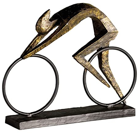Casablanca Design Skulptur Racer Radfahrer Höhe 28.5 cm Länge 36 cm bronzeoptik aus Poly Wohnzimmer Skulpturen Deko Modern