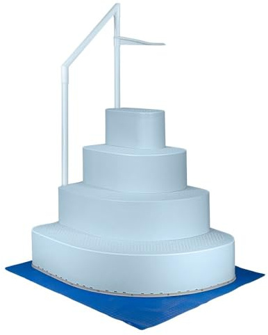 Aqua Select Resin Pool Steps for Above Ground Pools | Seaside Mist Blue | Heavy-Duty ABS Construction | 350 lb Capacity, Non-Slip Step Treads, & Handrail | Includes Liner Guard | No Weights Needed