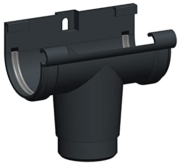 4 Home & Garden | Einzelteile Dachrinnensystem 60 mm Typ250 Fallrohr DN 60 | Halbrundrinne Kunststoff PVC Anthrazit | Verbinder Stutzen Rinnenhalter (Rinnenstutzen)