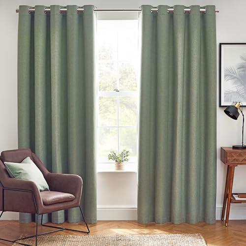 furn. Dawn Textured Blackout Ösenschals - Thermisch Gefüttertes Paar (Eukalyptus, Breite 117 x Länge 183cm)