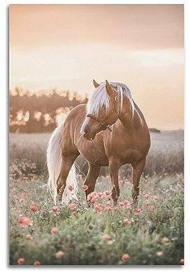 WARL Haflinger Pferd-Poster, dekoratives Gemälde, Leinwand, Kunstbild, 50 x 75 cm