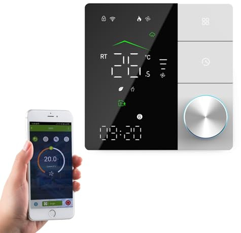 Qiumi Smart WiFi Manopola Termostato Regolatore Programmabile di Temperatura Tuya Smart Life APP Telecomando, per Riscaldamento a Pavimento Acqua Compatibile con Alexa Google Home