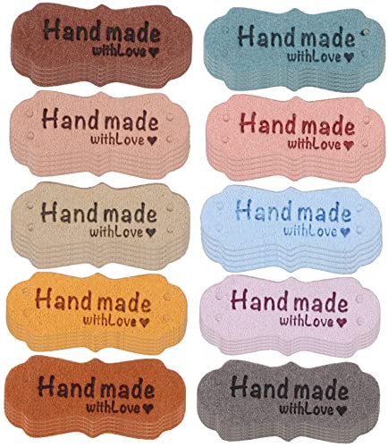 DECHOUS 100stücke Pu-lederetiketten Handgefertigt Geprägt Buchstaben Herz Ornament Nähetiketten Für Taschen Kleidung Schuhe Diy Zubehör