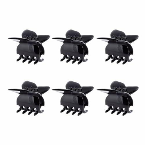 Righe e Pois - 6 Pinze per capelli a farfalla piccole - Accessori per capelli donna - Mollette per capelli - 6 PEZZI (Nero)