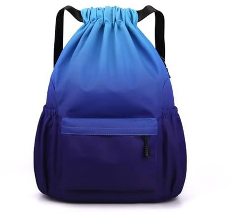 YYKSYDPT Borsa con coulisse per uomo e donna, zaino con tracolla Oxford con cerniera esterna, borsa impermeabile per viaggi, tempo libero o lavoro (Blu Scuro, S)
