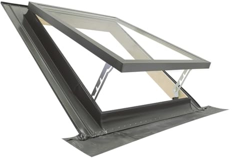 Lucernario CLASSIC VASISTAS PLUS | Finestra per accesso al tetto | Legno di abete e Alluminio | Vetrata Antigrandine + Antinfortunistica | Made in Italy | 45x55 Base x Altezza
