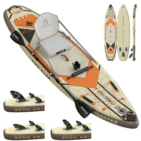 iTAOSTAR C03B 35 Super Wide Paddle Board, mehr Spaß aufblasbares Paddelbrett mit 5 Flossen, 12 Fuß Stand Up Paddle Board mit Premium-SUP-Zubehör für Erwachsene Aller Könnensstufen