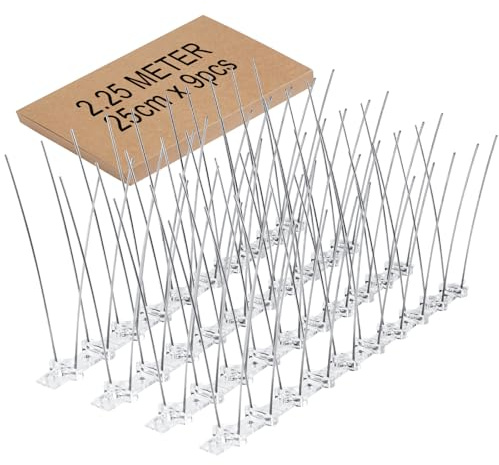 Pinchos antipalomas 2.25 Metros Pinchos para Palomas, Anti pájaros 9 Piezas espanta pájaros Balcon Pinchos Anti Gatos para techos, Jardines, barreras privadas, terraza y Ventanas