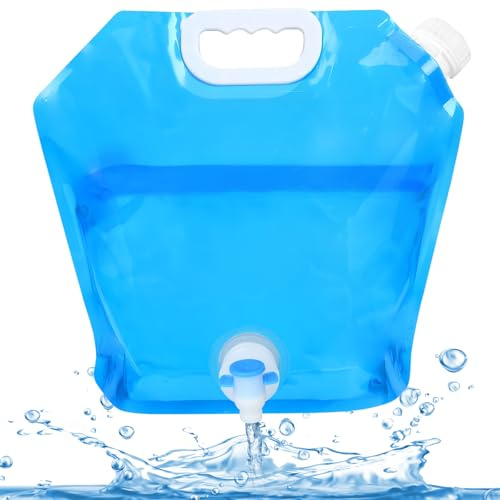 flintronic Bolsa de Agua Potable, 5L Bidón de Agua Potable Plegable Portátil, Lata de Agua Plegable con Grifo, Sin BPA, Bolsa de Almacenamiento de Agua para Viaje, Acampar, Senderismo, Picnic