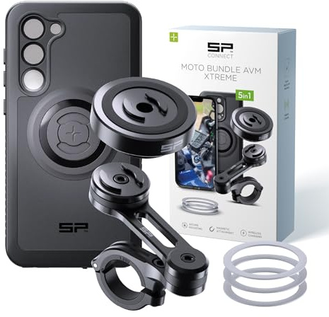 SP CONNECT Moto Bundle II AVM Xtreme | SPC+ | Halterung kompatibel mit Samsung S23 | Handyhalterung für Motorrad | Handyhalter Smartphone | Zubehör vibrationsgedämpft für Motorroller Moped