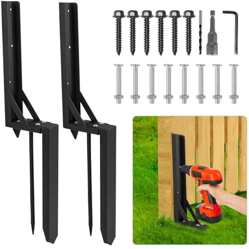 2 Pack Heavy Duty Fence Post Repair Spike, Fence Post Support Ground Spikes | Steel Post Repair Spikes for Tilted/Broken Wooden Fence Posts, Durable Garden Fencing Solution