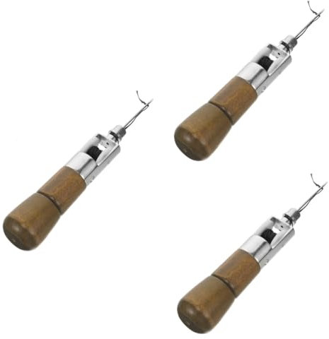SEWACC 3 Juegos Maquina De Coser a Mano Para Cuero Juego De Punzones De Cuero Agujas De Cuero Para Coser a Mano Kit De Herramientas De Cuero De Bricolaje Kit De Lezna Metal
