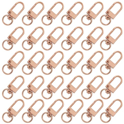 Auvotuis Karabinerverschlüsse aus Metall, 360° drehbar, Schlüsselbundhaken, DIY-Klauenverschlüsse für Schmuck, Geldbörsen, Taschen, Schlüsselanhänger, Kunsthandwerk (Roségold), 30 Stück