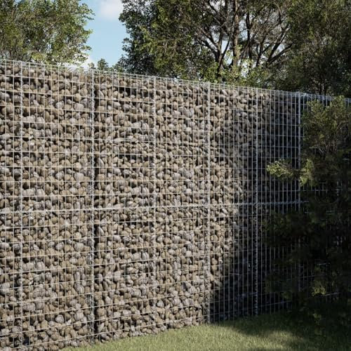 Sufrk Panier de gabion avec couverture 100 x 50 x 200 cm en fer galvanisé, mur de gabion, filet panier en pierre, en fer galvanisé, mur de soutien pour jardinière en spirale pour extérieur