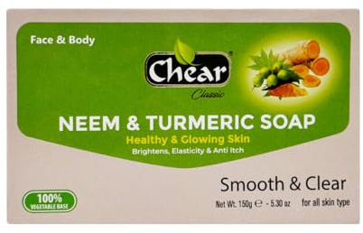 Chear Neem & Turmeric Soap 150g - Face & Body, Smooth & Clear, Healthy & Glowing Skin, Brightens, Elasticity & Anti Itch.