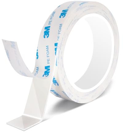 Nastro Kinoco Double Face Extra Fort per Montaggio - Schiuma PE - Fissazione Permanente Interno/Esterno (20mm x 3m)