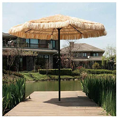 GLJTUO Ombrellone in Paglia per Esterni, Ombrellone da Spiaggia Hawaiano con Manovella, per Giardino, Piscina, Patio, Ombrellone in Paglia Tropicale,