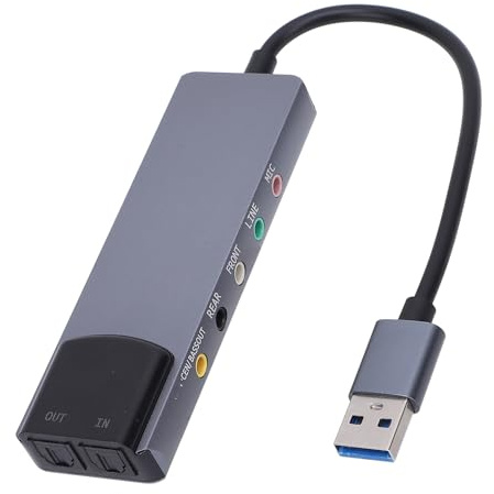 VBESTLIFE Tarjeta de Sonido Externa, Adaptador de Audio USB 5.1 7.1 Canal con Reducción de Ruido para Las Victorias 98, ME, 2000 7, 8