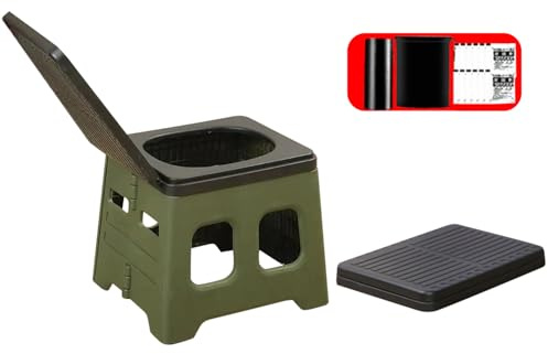 Petalum Portable Folding Camping Toilet with Bag Collapsible Toilets for Adults with Lid, Fishing Toilet Seat Stool for Outdoor Camping Travel Fishing (Green)