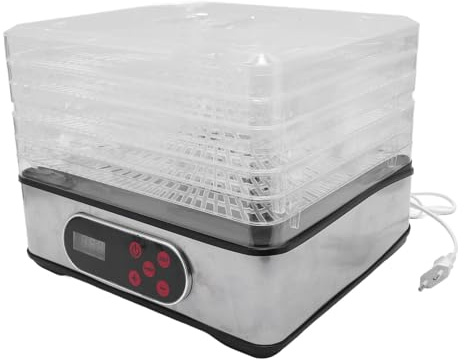 Disidratatore Alimentare Elettrico 350W con Timer e Controllo Temperatura Regolabile, 29x26x23cm - Essiccatore per Carne, Frutta, Erbe e Verdure, Preserva Nutrienti e Sapore