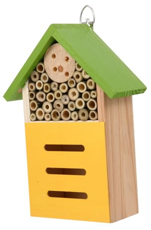Yardenfun Bienenhaus Garten Deko Bemalt Insektenhaus Nisthilfe Wildbienen Schutz Grün Outdoor