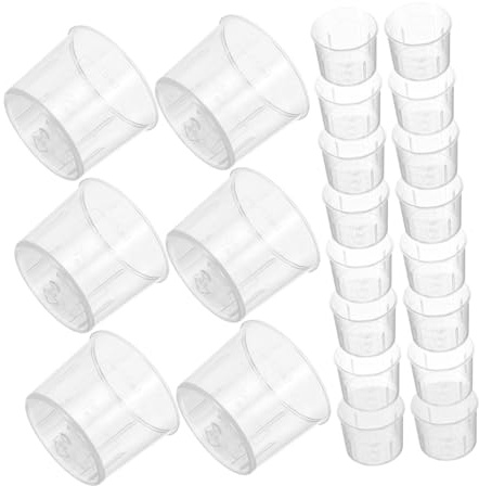 SMASOLO 100pcs Plastic Measuring Beakers Clear Small Lab Cups Graduated Scale for Accurate Liquid Measurement in Chemistry and Cooking