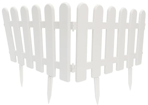 MOTHNUR 2 Stück Weißer Kunststoff Gartenzaun Miniaturzaun 50X30cm mit Erdspießen Wetterfest für Garten Hof Terrasse Dekoration