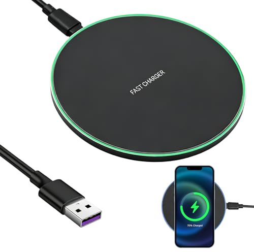 Cargador inalámbrico 35W USB C, Base de Carga Rápida por Inducción Qi, Wireless Charging Pad ultrafina antideslizante compatible con iPhone 17/16/15/14/13/12 y Galaxy S24/S23/S22/S21, Hua/wei, Xiao-mi