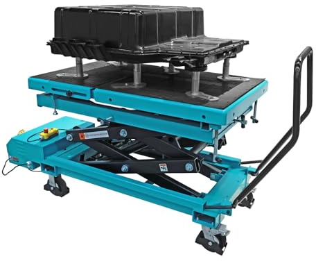 Big RED Electric Hydraulic Lift Table, 1.2 Ton (2645 lbs) Capacity – Adjustable Height Mobile Platform for E-Vehicle & Car Battery Handling, with Dual Pump Control
