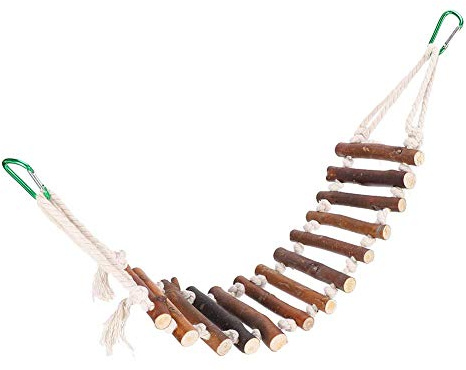 Generic Échelle de Corde pour Perroquets, échelle Aérienne en Bois de 10cm, Balançoire à Mâcher, Escalade pour Perroquets et Autres Oiseaux