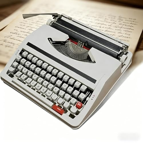 POADGBCN 1980s Vintage Mechanical Typewriter Wireless Retro Mechanical Typewriter Wireless Retro Keyboard for Creative Writing(White)