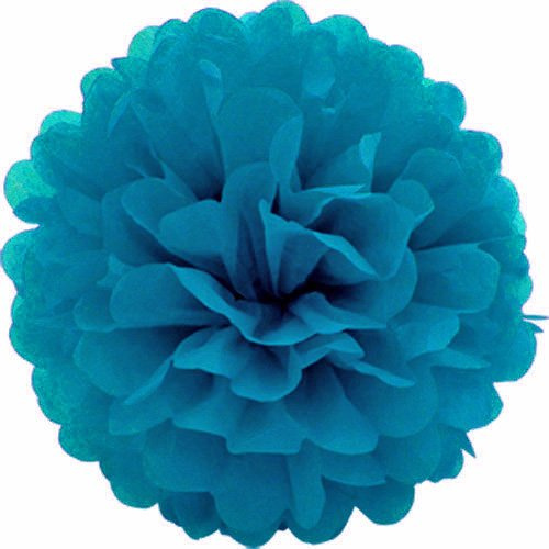 Creativery 10 Papier Pompons 25cm Set (dunkel türkis 340D) // Pompoms Bommel Kugel Seidenpapier Pom Pom Deko Hängedeko Raumdeko Blumen