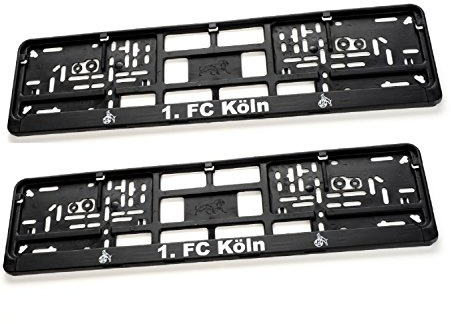 1. FC Köln Kennzeichenhalter/Nummernschildhalter/Kennzeichenverstärker Logo 2er Set - Plus gratis Aufkleber Forever Köln