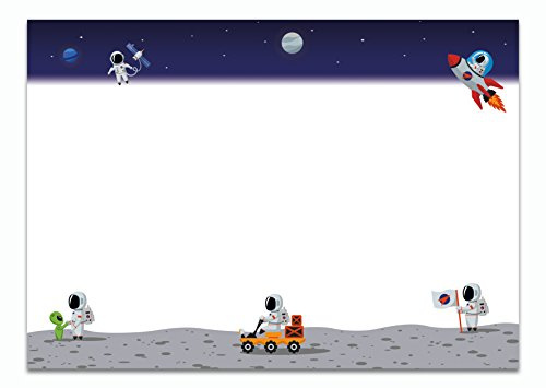Schreibtischunterlage Astronaut aus Papier zum Abreißen, DIN A2 mit Weltraum-Motiv | 25 Blatt Schreibunterlage (60 x 42 cm) für Kinder, Jungen & Erwachsene