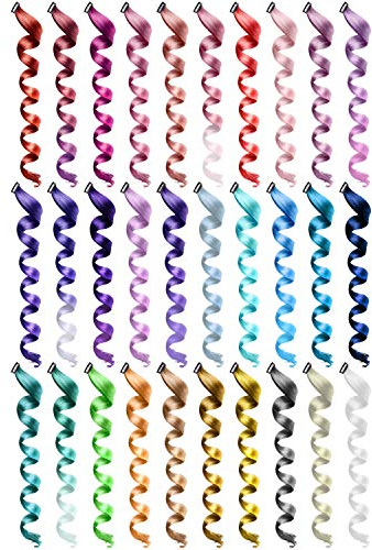 SOTOGO 30 Pieces Clip in Hair Extensions Colorful Curly Hair Extensions Hair Streak Party Highlights Hairpieces for Women Girls(30 Colors, 22 Inches)