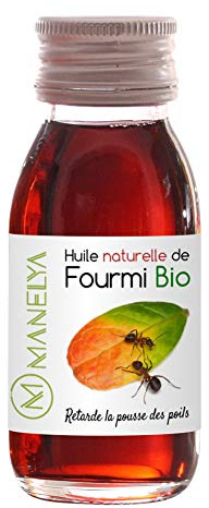 Manelya Ameisenöl 60 ml – gegen Haarwachstum – verzögert das Wachsen von Haaren – Vegan – 100% biologisch und natürlich – Glasflasche