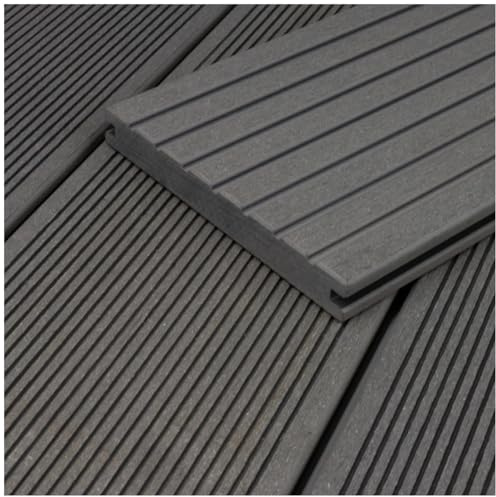 HORI WPC Terrassendielen Komplettset Massiv Diele BPC Komplettbausatz Inkl. Unterkonstruktion & Clips Wetterfest, pflegeleicht & rutschhemmend Dielenlänge 400 cm - Fläche 10 m²