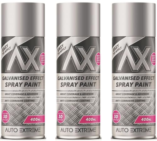 3 x 400ML Metal Paint Galvanised Effect Spray Paint High Density Repair & Protect Metal Paint Outdoor Spray