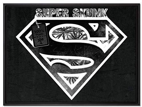 Pixxprint Super Organic NEGATIV Black Leinwandbild 80x60 cm im Bilderahmen, Wandbild, Schattenfugenrahmen, Kein Poster