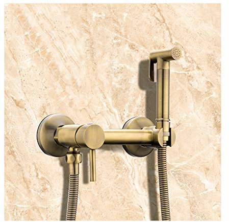 Bidet Handbrause mit Kaltes und Heißes Wasser Antike Messing Bidet Sprayer Set Einzelgriff Bad Bidet WC-Sprühpistole für Intimreinigung, Persönliche Hygiene